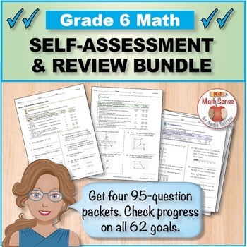 Preview of Grade 6 Math Self-Assessment BUNDLE, Forms A-D | Pretests, Posttests, Tutoring