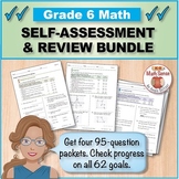 Grade 6 Math Self-Assessment BUNDLE, Forms A-D | Pretests,