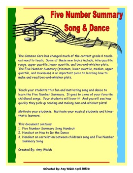 Preview of Grade 6 Math - Statistics Song & Dance - Five Number Summary - Fun! Fun! Fun!