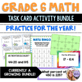 Grade 6 Math - Task Card Activity and Game Bundle for Entire Year