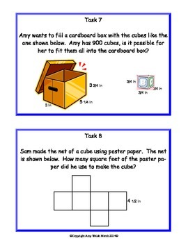 grade 6 math volume surface area task cards sort by amy w tpt