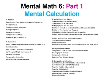 Preview of Grade 6 Mental Math Strategy Lessons and Student Quizzes