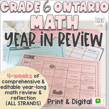 Preview of Grade 6 NEW Ontario Math FULL YEAR Review ALL STRANDS