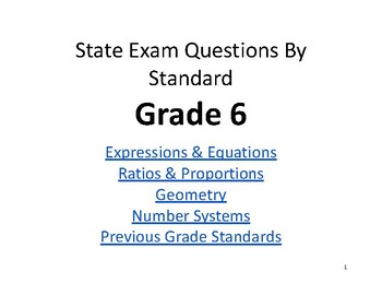 Preview of Grade 6 NYS Math Exam Questions By Standards