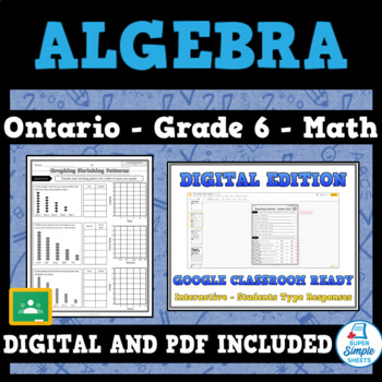 Preview of Grade 6 - New Ontario Math Curriculum 2020 - Algebra - GOOGLE AND PDF
