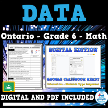 Preview of Grade 6 - New Ontario Math Curriculum 2020 - Data - GOOGLE AND PDF