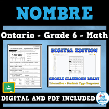 Preview of Grade 6 - New Ontario Math Curriculum 2020 - Nombre (Number) - FRENCH VERSION