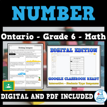 Preview of Grade 6 - New Ontario Math Curriculum 2020 - Number - GOOGLE AND PDF