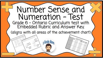 Preview of Grade 6 - Number Sense and Numeration Test - Ontario Curriculum With Answer Key