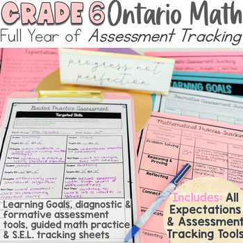 Preview of Grade 6 Ontario Math Assessment Tracking Bundle