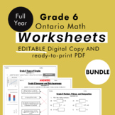 Grade 6 Ontario Math Curriculum FULL YEAR Worksheet Bundle