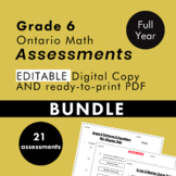 Grade 6 Ontario Math Curriculum Full Year Assessment Bundl