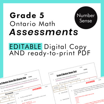 Preview of Grade 5 Ontario Math - Number Sense/Place Value Assessments - PDF+Google Slides