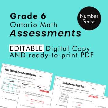 Preview of Grade 6 Ontario Math - Number Sense/Place Value Assessments - PDF+Google Slides