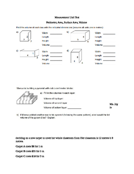 perimeter and area worksheets for grade 6
