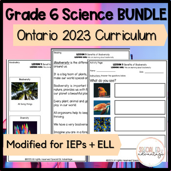 Preview of Grade 6 Ontario Science Bundle (2023) for Special Education + ESL Students