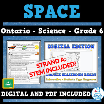 Preview of NEW 2022 Curriculum! Grade 6 - Ontario Science STEM - SPACE - GOOGLE/PDF