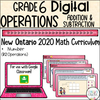 Preview of Grade 6 Operations Addition Subtraction 2020 Ontario Math- DIGITAL Google Slides