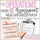Grade 6 Ontario Math Operations Addition & Subtraction Assessment