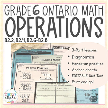 Preview of Grade 6 Operations Bundle NEW Ontario Math Lessons |  Worksheets |  Assessments