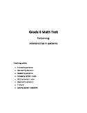 Grade 6 Patterning Test: relationships in patterns