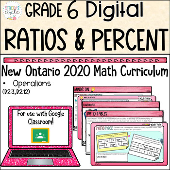 Preview of Grade 6 Ontario Math Ratios and Percent Digital Slides