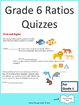 Preview of Grade 6 Ratios Quizzes 1 - Print or Google Classroom