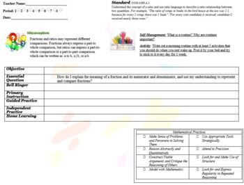 Preview of Ratios and Proportions Lesson Plan Template