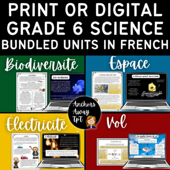 Preview of Grade 6 Science Bundle in French - Biodiversity, Space, Electricity, Flight