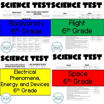 Preview of Grade 6 Science Test Bundle