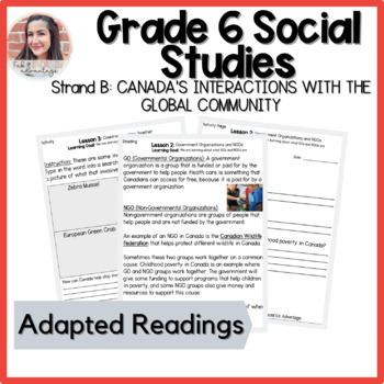 Preview of Grade 6 Social Studies Strand B for Special Ed and ESL