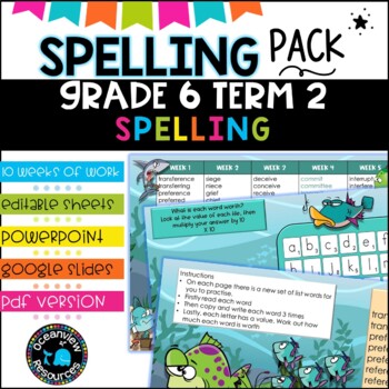 Preview of Grade 6 Term 2 Spelling- Suitable for Distance Learning