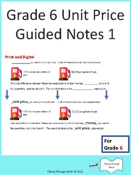 Preview of Grade 6 Unit Price Guided Notes 1