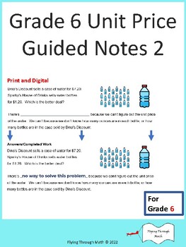 Preview of Grade 6 Unit Price Guided Notes 2