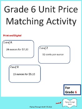 Preview of Grade 6 Unit Price Matching Activity