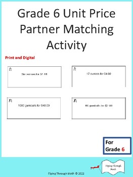 Preview of Grade 6 Unit Price Partner Matching Activity