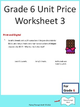 Preview of Grade 6 Unit Price Worksheet 3