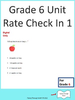 Preview of Grade 6 Unit Rate Check In 1