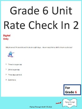 Preview of Grade 6 Unit Rate Check In 2