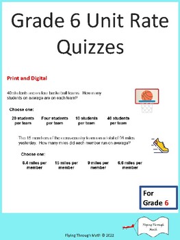 Preview of Grade 6 Unit Rate Quizzes 1 - Print or Google Classroom