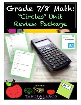 Preview of Grade 7/8 Circles and Cylinders: Unit Review Package/Assessment
