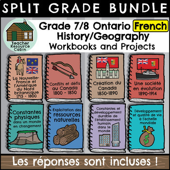 Preview of Grade 7/8 FRENCH History & Geography Workbooks (Ontario)