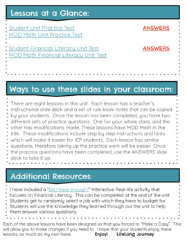 lesson eight homework practice financial literacy