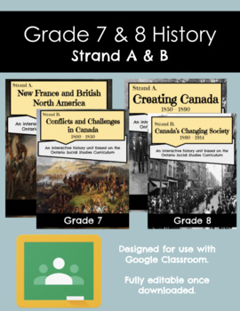 Preview of Grade 7 & 8 History Bundle (includes Strand A & B) Google Classroom Ready