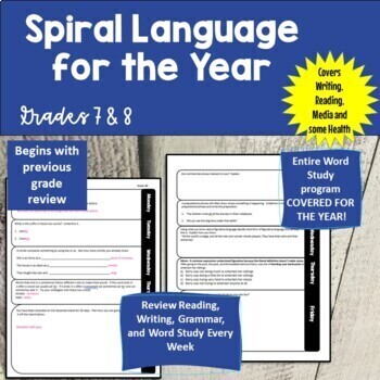 Preview of Grade 7/8 Ontario Spiral Language (Ontario Curriculum 2023)