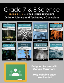 Preview of Grade 7 & 8 Year Long Science Units (Ontario Curriculum)