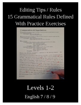 Preview of Grade 7-9 Intro to 16 Basic Editing Rules Review w/Practice Sections - W/Keys