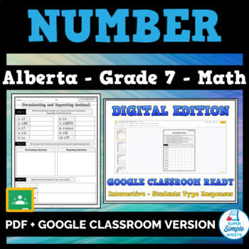 Preview of Grade 7 - Alberta Math - Number - GOOGLE AND PDF