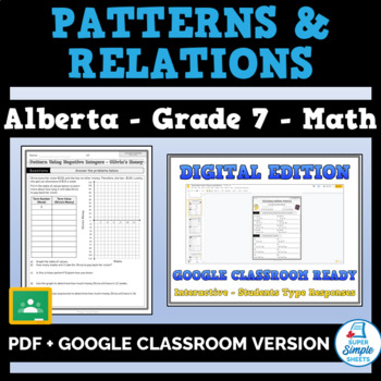 Preview of Grade 7 - Alberta Math - Patterns and Relations - GOOGLE AND PDF
