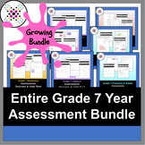 Grade 7 Assessment GROWING Bundle -  EDITABLE Quizzes and Tests